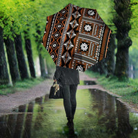 Fiji Masi Tapa Pattern Orange Umbrella - Polynesian Pride