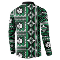 Fiji Masi Tapa Pattern Green Button Sweatshirt - Polynesian Pride
