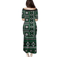Fiji Masi Tapa Pattern Green Family Matching Puletasi and Hawaiian Shirt - Polynesian Pride