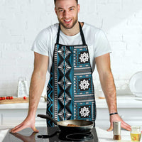 Fiji Masi Tapa Pattern Blue Apron - Polynesian Pride