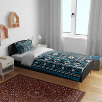 Fiji Masi Tapa Pattern Blue Bedding Set - Polynesian Pride