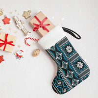 Fiji Masi Tapa Pattern Blue Christmas Stocking - Polynesian Pride