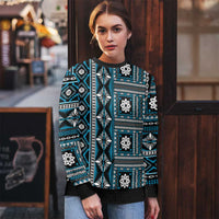Fiji Masi Tapa Pattern Blue Ugly Christmas Sweater - Polynesian Pride