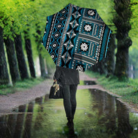 Fiji Masi Tapa Pattern Blue Umbrella - Polynesian Pride