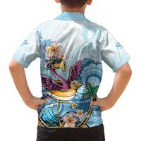 Hawaii Flamingo Family Matching Off The Shoulder Long Sleeve Dress and Hawaiian Shirt Plumeria Tropical Beach LT01 - Polynesian Pride
