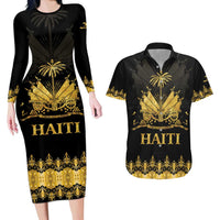 Haiti Neg Marron Gold Couples Matching Long Sleeve Bodycon Dress and Hawaiian Shirt Lespwa pa anyen san aksyon LT01 Gold - Polynesian Pride