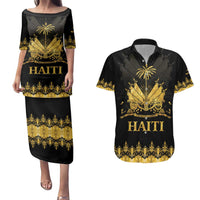 Haiti Neg Marron Gold Couples Matching Puletasi and Hawaiian Shirt Lespwa pa anyen san aksyon LT01 Gold - Polynesian Pride