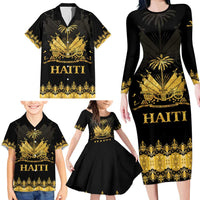 Haiti Neg Marron Gold Family Matching Long Sleeve Bodycon Dress and Hawaiian Shirt Lespwa pa anyen san aksyon LT01 - Polynesian Pride