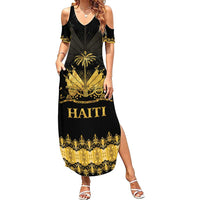 Haiti Neg Marron Gold Family Matching Summer Maxi Dress and Hawaiian Shirt Lespwa pa anyen san aksyon LT01 Mom's Dress Gold - Polynesian Pride