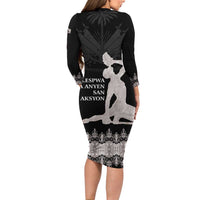 Haiti Neg Marron Silver Family Matching Long Sleeve Bodycon Dress and Hawaiian Shirt Hope is Nothing Without Action LT01 - Polynesian Pride