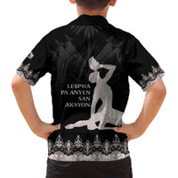 Haiti Neg Marron Silver Family Matching Off The Shoulder Long Sleeve Dress and Hawaiian Shirt Hope is Nothing Without Action LT01 - Polynesian Pride