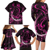 Personalised Survivor Melody Pink Family Matching Long Sleeve Bodycon Dress and Hawaiian Shirt Breast Cancer Polynesian Pattern LT01 - Polynesian Pride