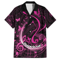 Personalised Survivor Melody Pink Family Matching Off The Shoulder Long Sleeve Dress and Hawaiian Shirt Breast Cancer Polynesian Pattern LT01 Dad's Shirt - Short Sleeve Pink - Polynesian Pride