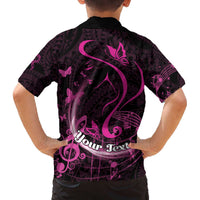 Personalised Survivor Melody Pink Family Matching Puletasi and Hawaiian Shirt Breast Cancer Polynesian Pattern