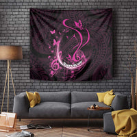 Survivor Melody Pink Tapestry Breast Cancer Polynesian Pattern