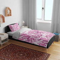 Pink Ribbon Hibiscus Tropical Pattern Bedding Set Breast Cancer