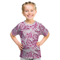 Pink Ribbon Hibiscus Tropical Pattern Kid T Shirt Breast Cancer