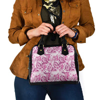 Pink Ribbon Hibiscus Tropical Pattern Shoulder Handbag Breast Cancer