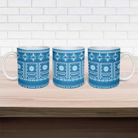 Fiji Masi All Blue Ceramic Mug Tapa Pattern - Polynesian Pride
