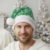 Fiji Masi All Green Christmas Santa Hat Tapa Pattern - Polynesian Pride