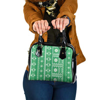 Fiji Masi All Green Shoulder Handbag Tapa Pattern - Polynesian Pride