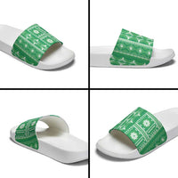 Fiji Masi All Green Slide Sandals Tapa Pattern - Polynesian Pride