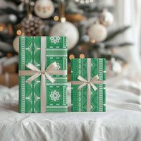 Fiji Masi All Green Wrapping Paper Tapa Pattern - Polynesian Pride