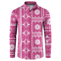 Fiji Masi All Pink Button Sweatshirt Tapa Pattern LT01 Pink - Polynesian Pride