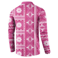 Fiji Masi All Pink Button Sweatshirt Tapa Pattern LT01 - Polynesian Pride