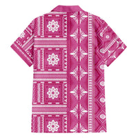 Fiji Masi All Pink Family Matching Off Shoulder Short Dress and Hawaiian Shirt Tapa Pattern - Polynesian Pride