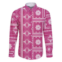 Fiji Masi All Pink Family Matching Short Sleeve Bodycon Dress and Hawaiian Shirt Tapa Pattern - Polynesian Pride