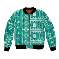 Fiji Masi All Teal Bomber Jacket Tapa Pattern LT01 Unisex Teal - Polynesian Pride
