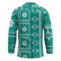 Fiji Masi All Teal Hockey Jersey Tapa Pattern - Polynesian Pride