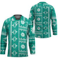 Fiji Masi All Teal Hockey Jersey Tapa Pattern - Polynesian Pride