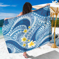 Plumeria Polynesian Blue Glitter Pattern Sarong