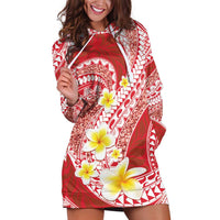 Plumeria Polynesian Coral Glitter Pattern Hoodie Dress