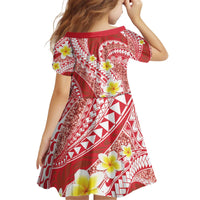 Plumeria Polynesian Coral Glitter Pattern Kid Short Sleeve Dress