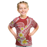 Plumeria Polynesian Coral Glitter Pattern Kid T Shirt