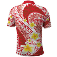 Plumeria Polynesian Coral Glitter Pattern Polo Shirt