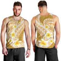 Plumeria Polynesian Gold Glitter Pattern Men Tank Top
