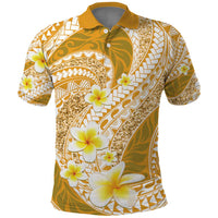 Plumeria Polynesian Gold Glitter Pattern Polo Shirt