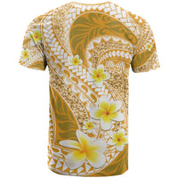 Plumeria Polynesian Gold Glitter Pattern T Shirt