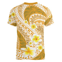 Plumeria Polynesian Gold Glitter Pattern Women V-Neck T-Shirt
