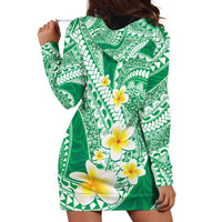 Plumeria Polynesian Green Glitter Pattern Hoodie Dress