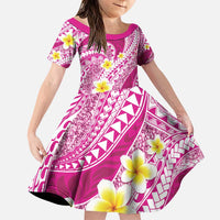 Plumeria Polynesian Pink Glitter Pattern Family Matching Puletasi and Hawaiian Shirt