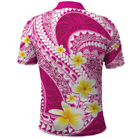 Plumeria Polynesian Pink Glitter Pattern Polo Shirt