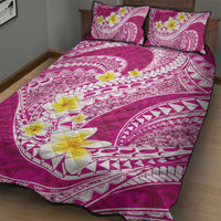 Plumeria Polynesian Pink Glitter Pattern Quilt Bed Set