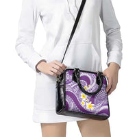 Plumeria Polynesian Purple Glitter Pattern Shoulder Handbag