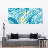 Plumeria Polynesian Sky Blue Glitter Pattern Tapestry