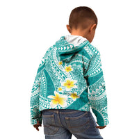 Plumeria Polynesian Teal Glitter Pattern Kid Hoodie LT01 - Polynesian Pride